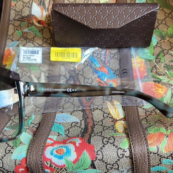 NEW GUCCI DOUBLE GG SUNGLASSES FRAME EYEBROW MASK BLUE TORTOISE 3782 TEAL BROWN - Picture 16 of 16